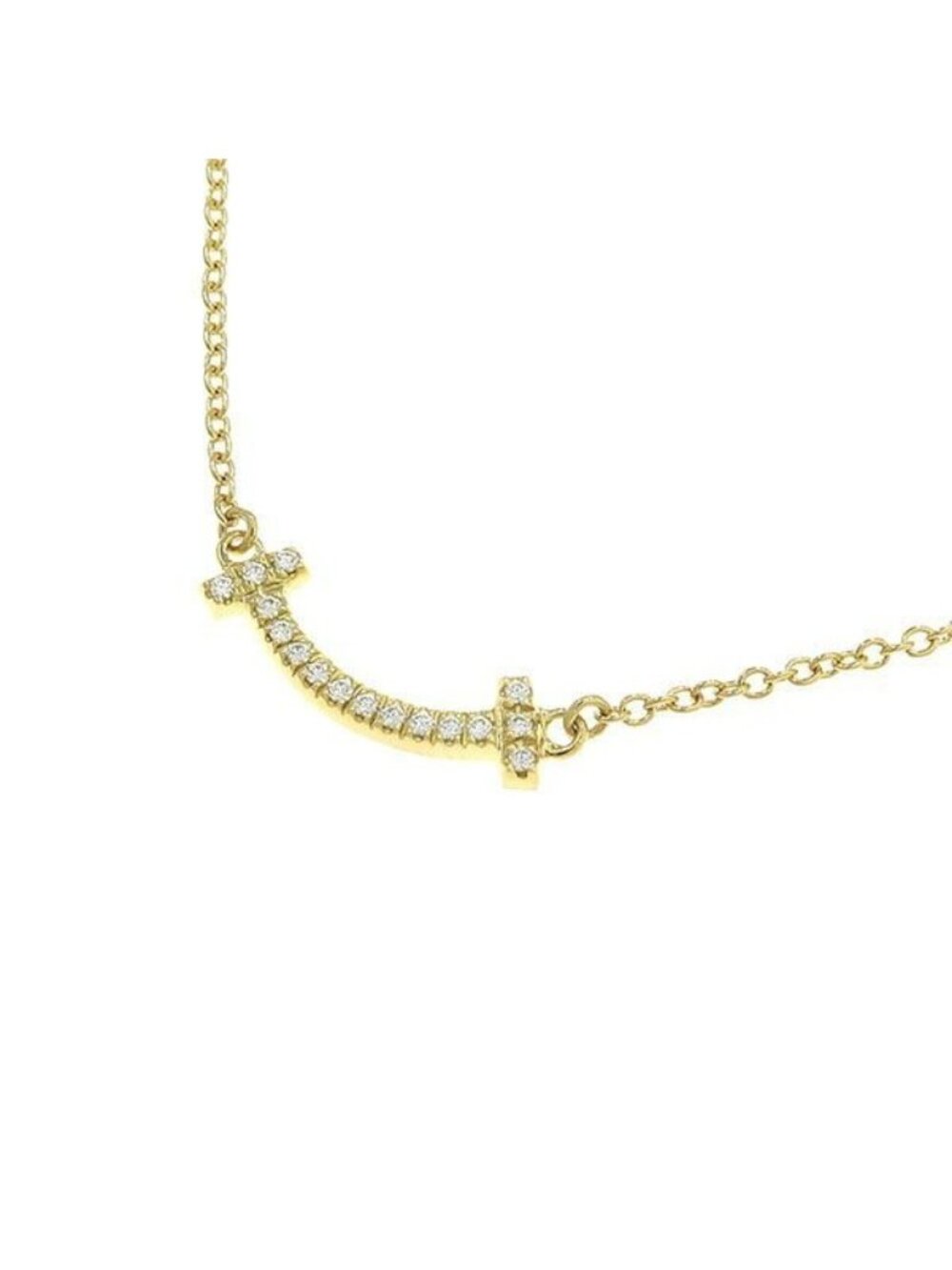 Tiffany & Co T Smile Diamond Necklace Mini